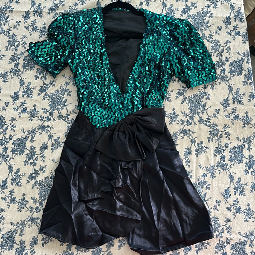 Vintage sequin and satin dress from reformation 80’s style